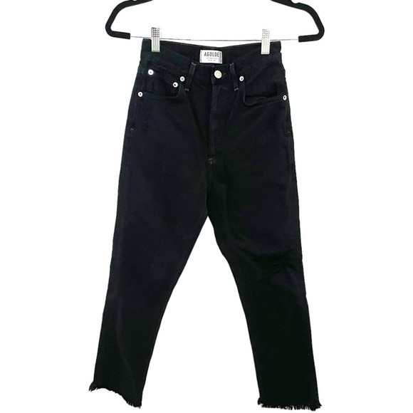 Agolde Riley High Rise Raw Hem Cropped Jeans, Size 23 - Picture 2 of 9